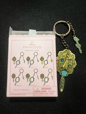 Princess Jasmine mirror  Bag Charm Keychain in Gold and Teal